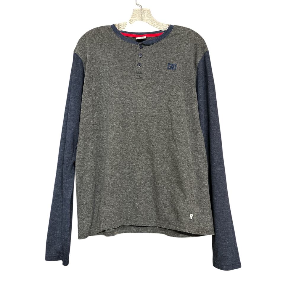 DC Thermal Waffle Weave Henley Gray T-shirt M
